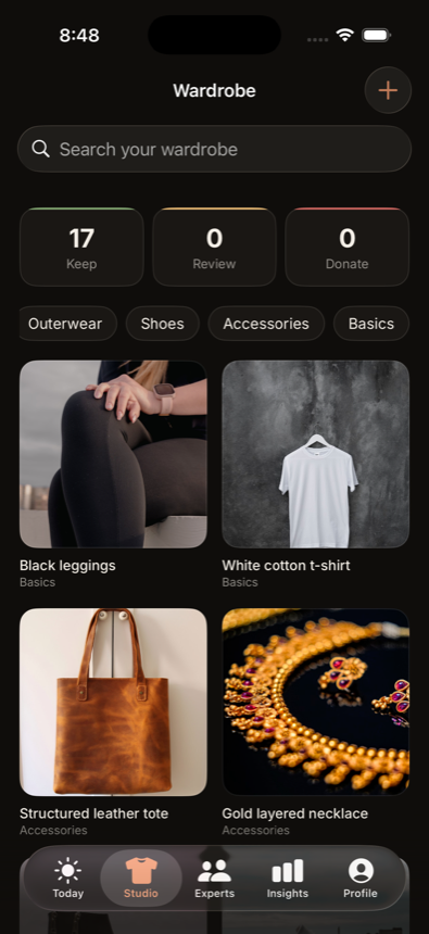 Before: the digitised wardrobe, every garment photographed and read by AI